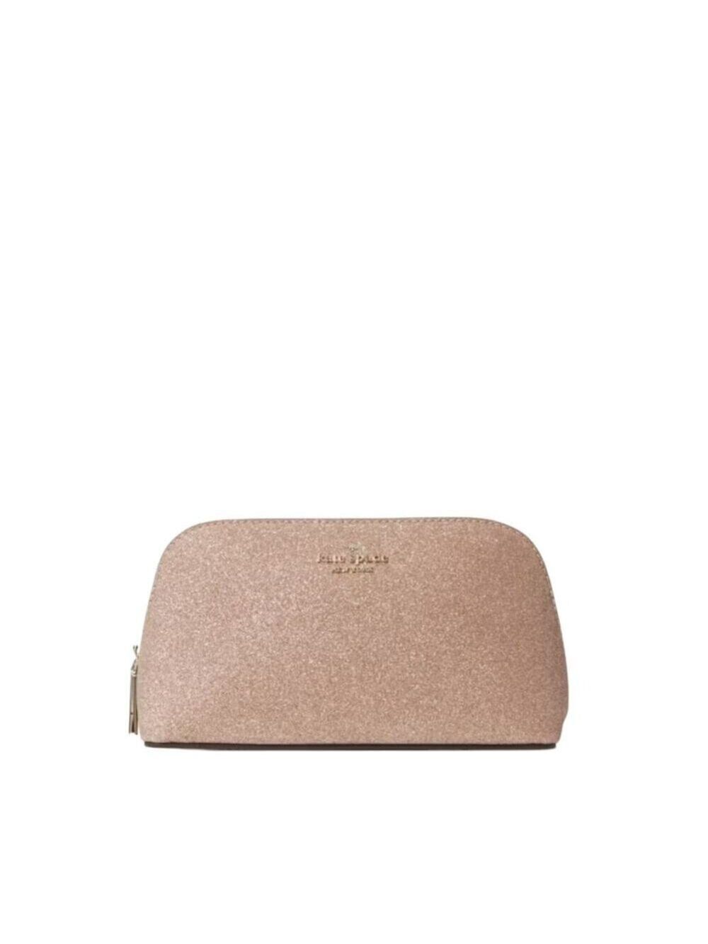 KATE SPATE COSMETIC CASE SHIMMY GLITTER ROSE GOLD NEW!